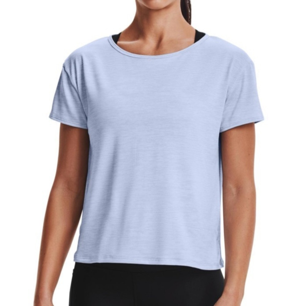 UNDER‎ ARMOUR Heathered Blue UA Tech Vent Short Sleeve Loose Heatgear Top Size L